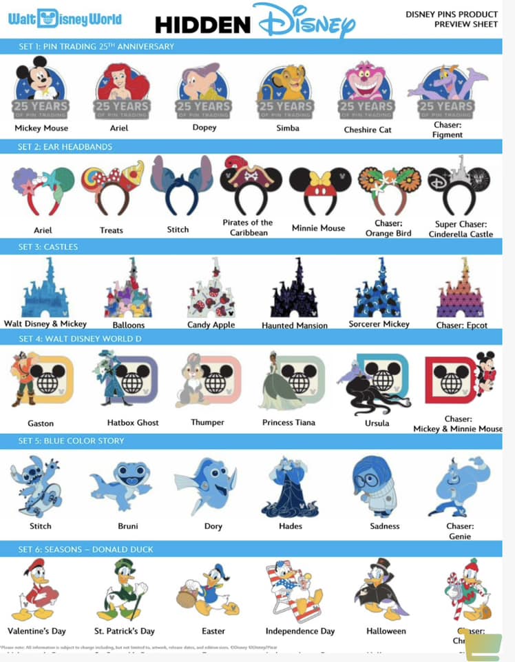 2025 Walt Disney World Hidden Mickey Pin Collection
