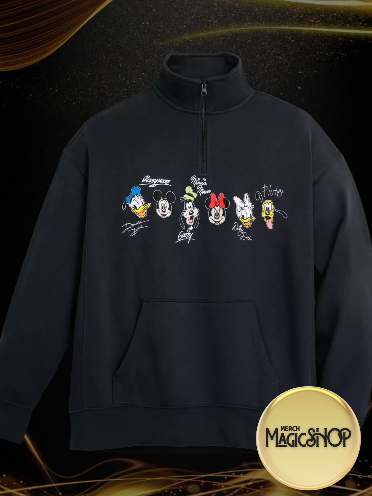 Disney Parks Disney World Mickey & Friends Quarter Zip Up Pullover