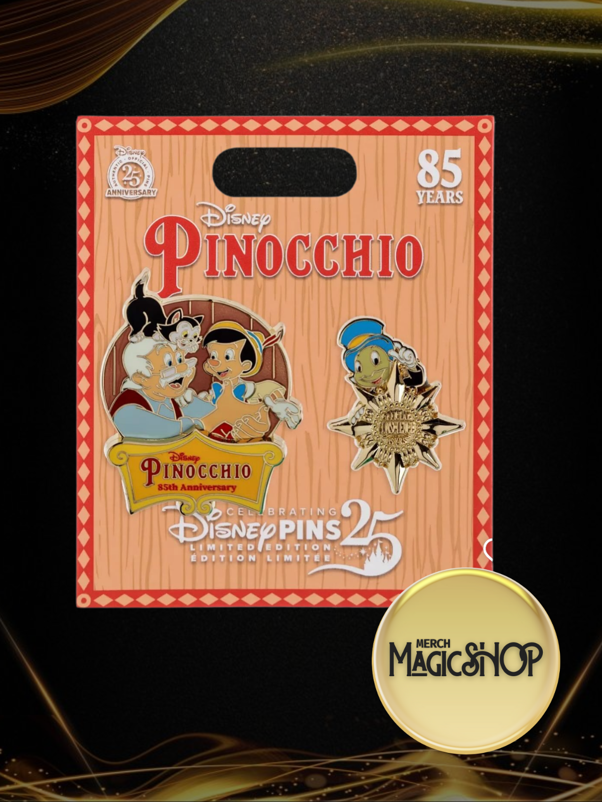 2025 Disney Parks Pinocchio 85th Anniversary Pin Collection