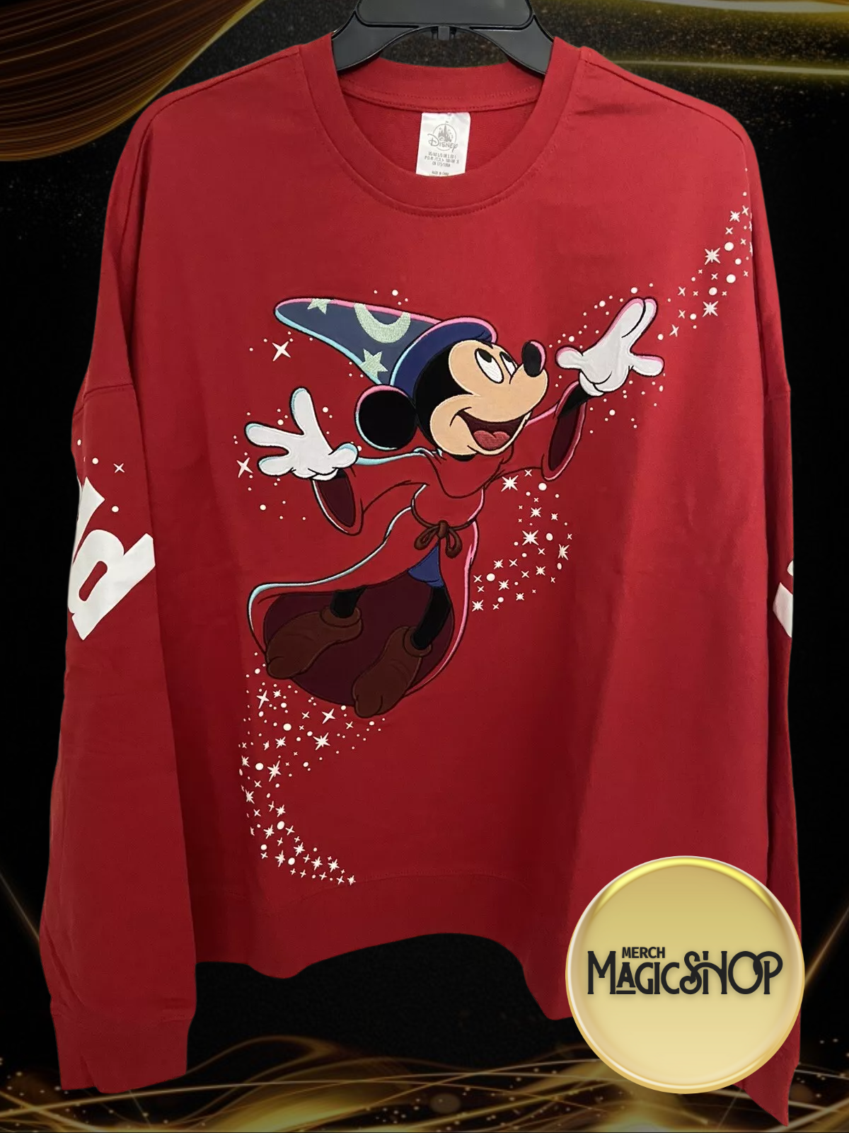 2025 Disney Parks WDW Sorcerer Mickey Red Spirit Jersey Crew Neck