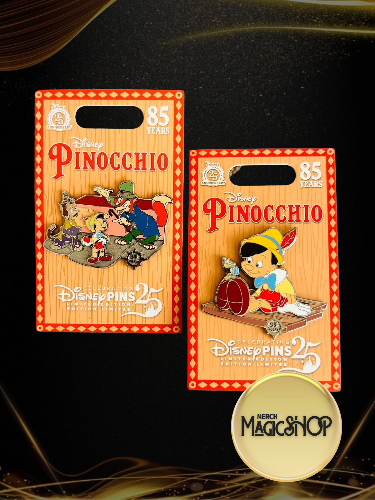 2025 Disney Parks Pinocchio 85th Anniversary Pin Collection