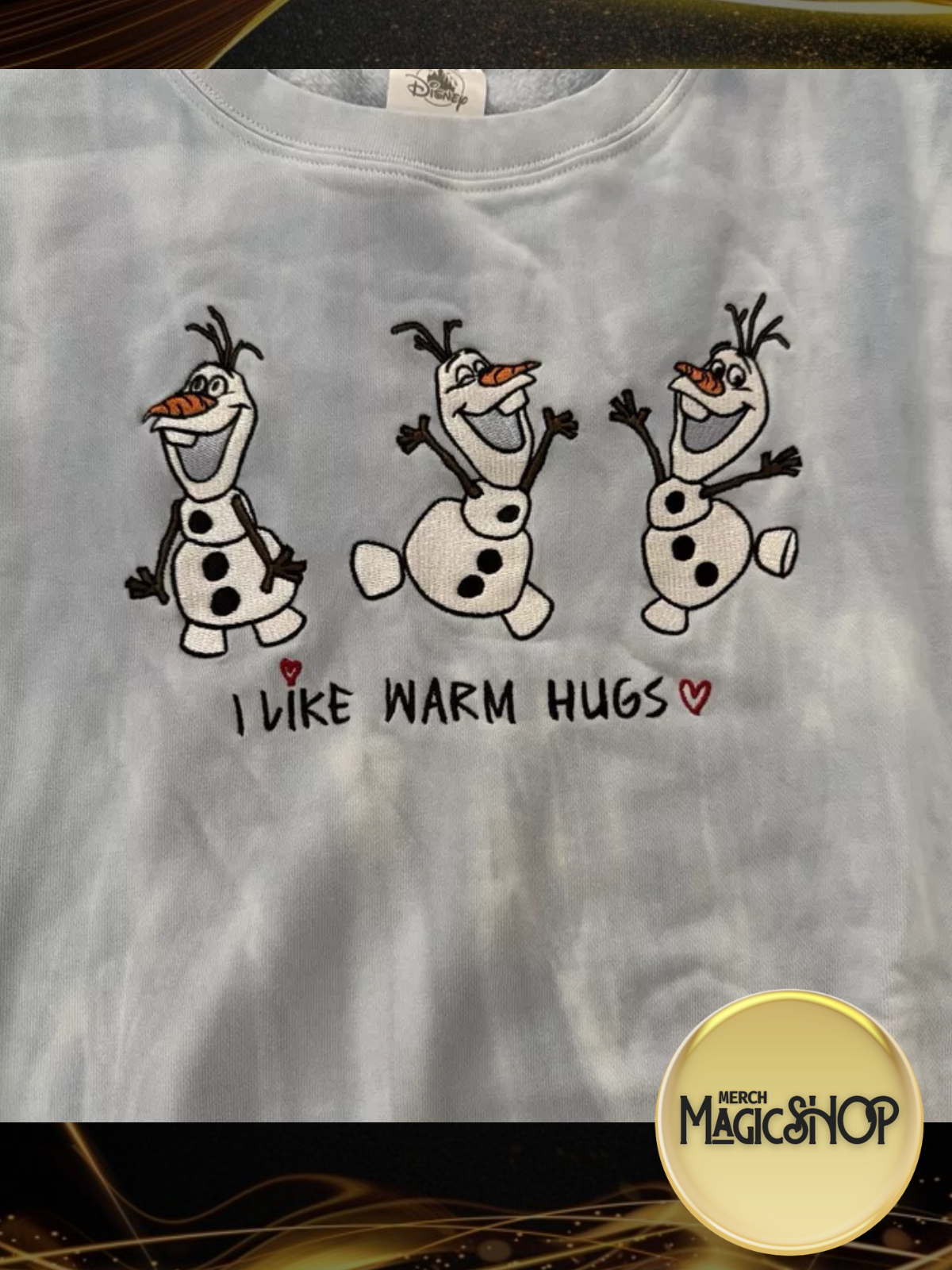 Disney Parks 2025 WDW Frozen Olaf Embroidered Pullover 'I Love Warm Hugs'