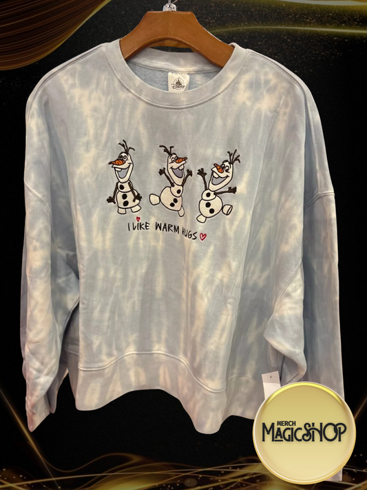 Disney Parks 2025 WDW Frozen Olaf Embroidered Pullover 'I Love Warm Hugs'