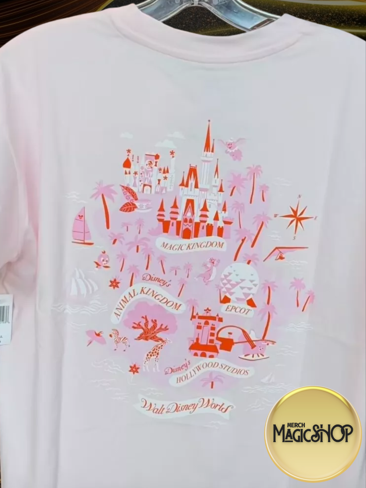 Disney Parks Shirt 2025 Walt Disney World Map Four Parks Pink