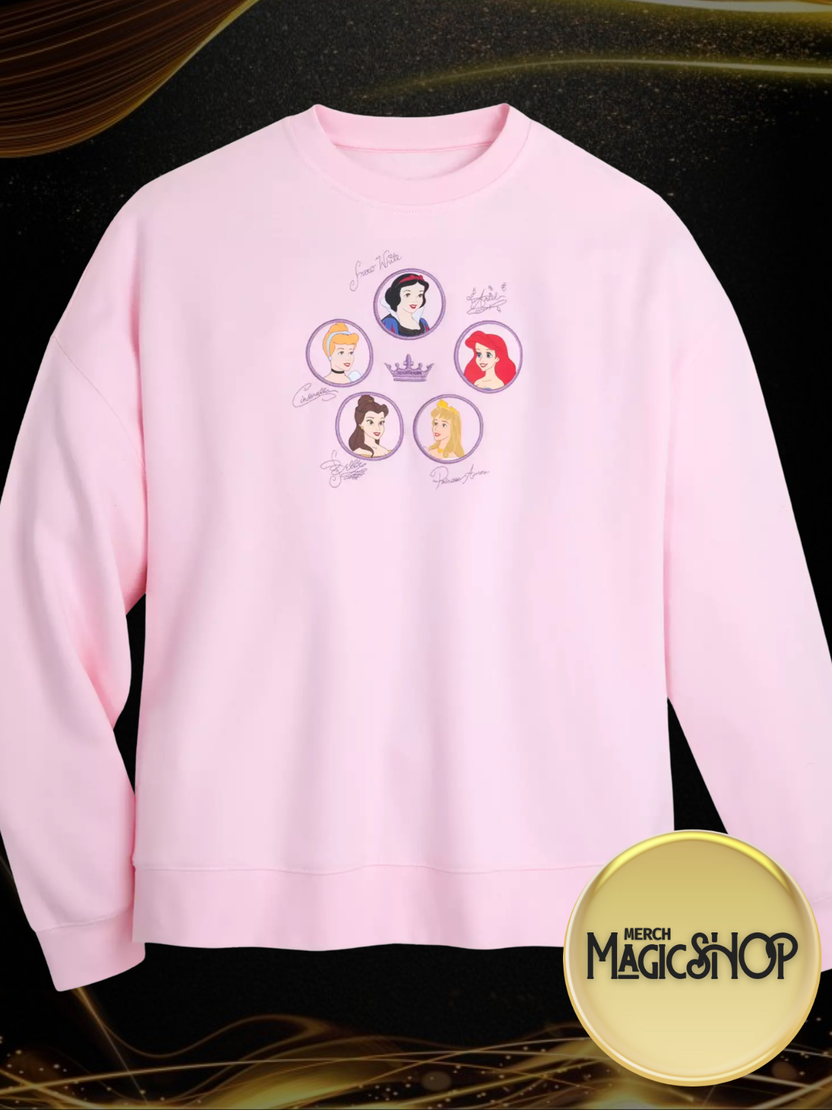 Disney Parks 2025 Embroidered Princess Autograph Pink Pullover