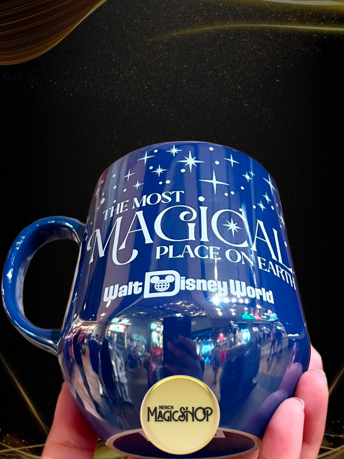 2025 Walt Disney World Sorcerer Mickey Navy Metallic Ceramic Coffee Mug New