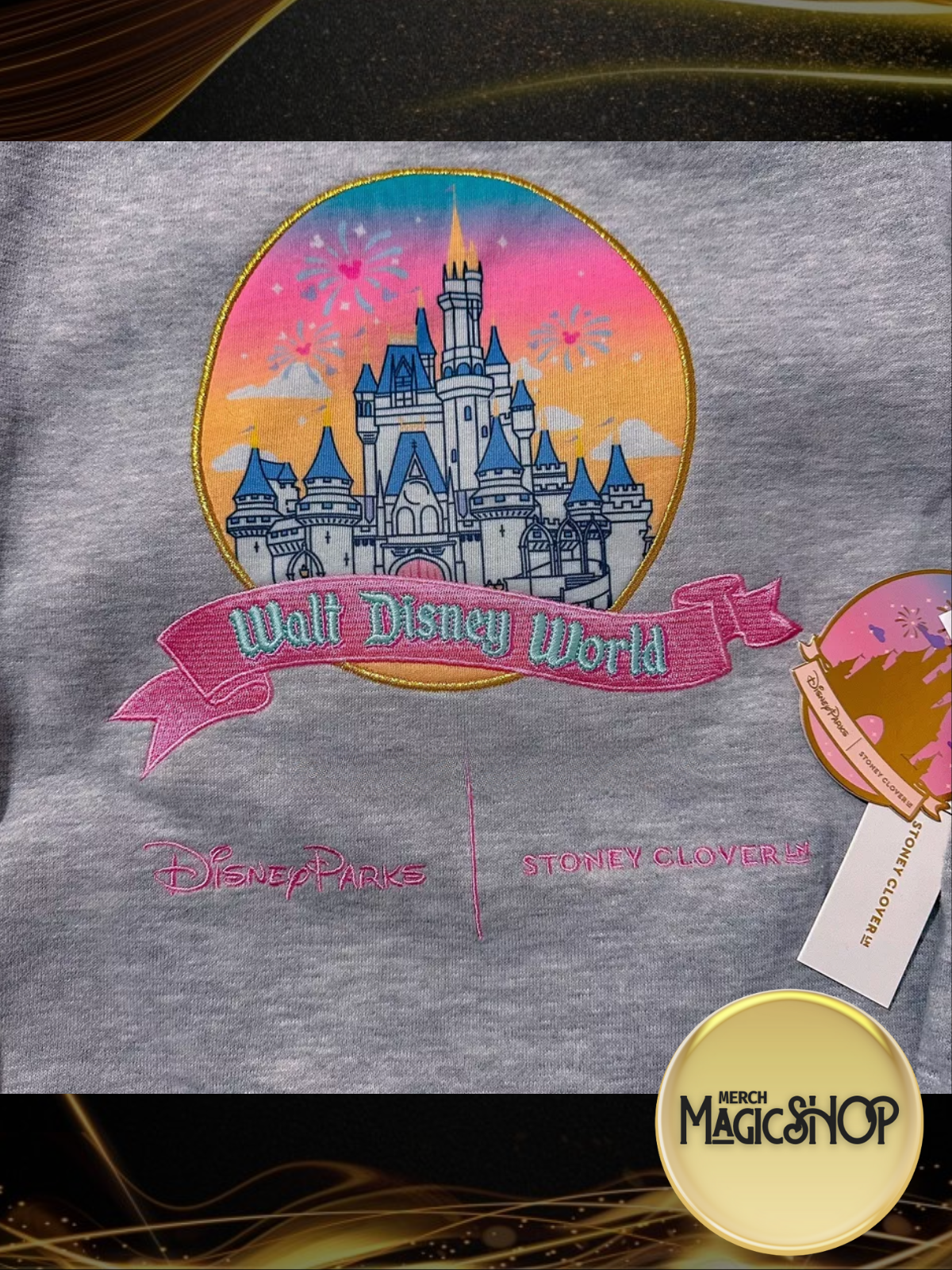 Walt Disney World Cinderella Castle Sweatshirt Stoney Clover Lane Gray